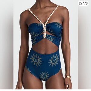 Ancora Navy Le Soleil rope braided One Piece Swimsuit size xs, NWT